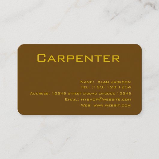 Carte de visite modifiable CARPENTER (Devant)