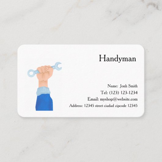carte de visite modifiable des services handiman (Devant)