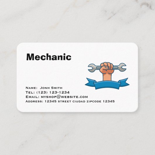 carte de visite modifiable des services mécaniques (Devant)