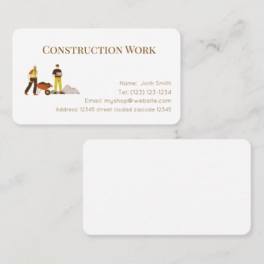 Carte de visite modifiable services de constructio (Devant / Derrière)
