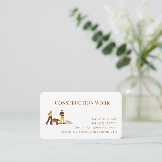 Carte de visite modifiable services de constructio (Debout devant)