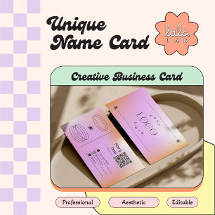 Carte de visite modifiable tendance dégradé rose