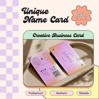 Carte de visite modifiable tendance dégradé rose