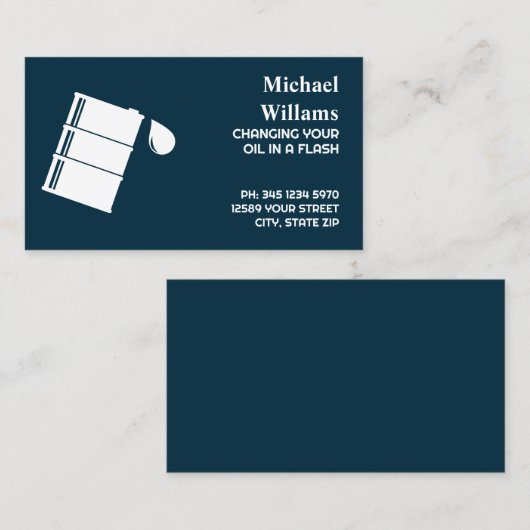 Carte De Visite Modification de l'huile d'auto (Devant / Derrière)