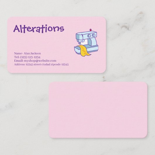 Carte De Visite Modifications (Devant / Derrière)