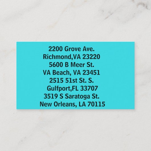 Carte de visite-modifier pour s'adapter à vos prop (Dos)