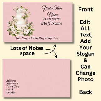 Carte De Visite Modifier TOUS les détails et changer la photo Cake