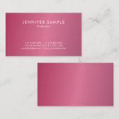 Carte De Visite Modish Hot Pink Moderne Propre Design élégant (Devant / Derrière)