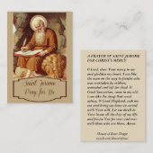 Carte De Visite Moine de stylo d'écriture sainte de Jerome de (Devant / Derrière)