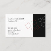 Carte De Visite Moins géométrique Chic Monogramme Rouge Noir Blanc (Dos)