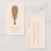 Carte De Visite Moins moderne Notaire Public Quill Feather | Rose (Devant / Derrière)