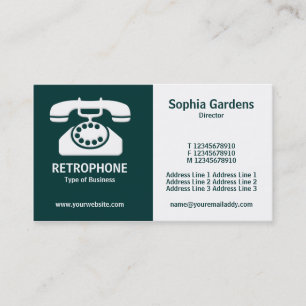 Carte De Visite Moitié & Moitié (Téléphone)- Vert foncé et blanc