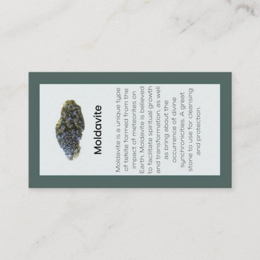 Carte De Visite Moldavite Cristal Signification Bijoux Display Gem (Devant)
