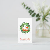 Carte De Visite Mommy Calling Cute Fox Greenery Wreath Jouer Date (Debout devant)