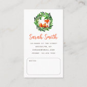 Carte De Visite Mommy Calling Cute Fox Greenery Wreath Jouer Date (Dos)