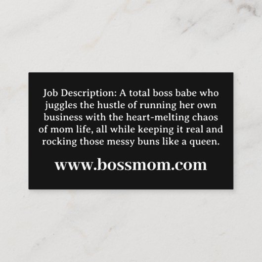 Carte De Visite Mompreneur Boss Maman Drôle (Dos)