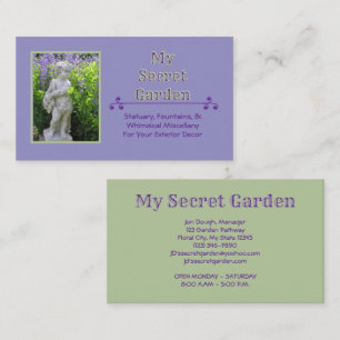 Carte De Visite "Mon Jardin Secret" Statue Cherub Dans Le Jardin