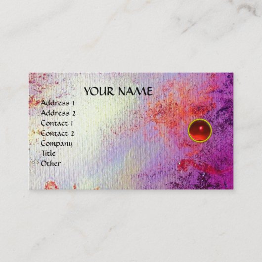Carte De Visite MON RUBY, AGATA, rouge vif violet gris or (Devant)