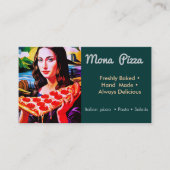 Carte De Visite Mona Lisa avec pizza (Devant)