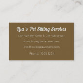 Carte De Visite Mona Lisa& chat tabby (Dos)