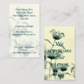 Carte De Visite Monarda ou Bee Balm (Devant / Derrière)