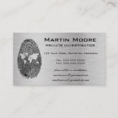Carte De Visite Monde modifiable empreintes digitales Détective pr (Devant)