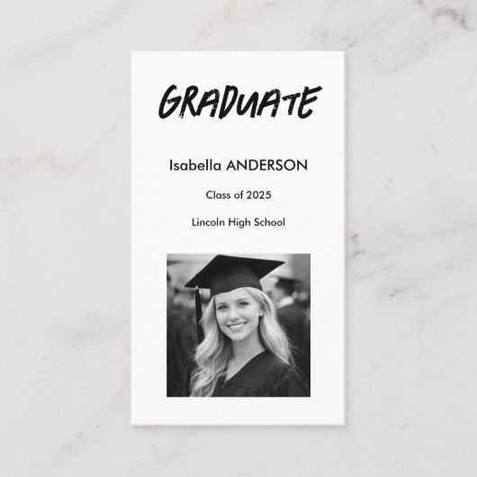 Carte De Visite Mondern Black and White Graduation  (Devant)