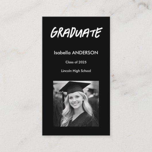 Carte De Visite Mondern Black and White Graduation (Devant)
