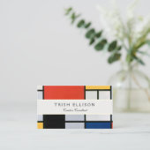Carte De Visite Mondrial Composition Rouge Jaune Bleu Noir (Debout devant)