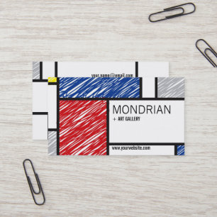 Carte De Visite Mondrian Moderne Simple Art Minimaliste Scribbles