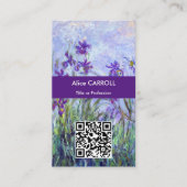 Carte De Visite Monet - Iris Mauves / Lilac Irises - Code QR (Devant)