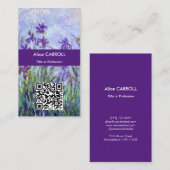 Carte De Visite Monet - Lilac Irises / Iris Mauves - Code QR (Devant / Derrière)