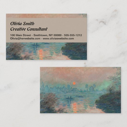 Carte De Visite Monet Sunset Seine Beaux-Art Impressionnisme (Devant / Derrière)