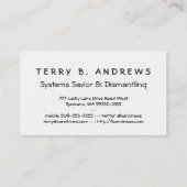 Carte De Visite Moniteur d'ordinateur (Dos)