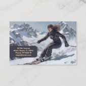 Carte De Visite Monitrice de ski femme alpine (Dos)