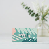 Carte De Visite Monnaie de feuillage Abstraite Vert, Turquoise et  (Debout devant)