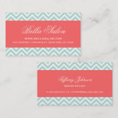 Carte De Visite Monnaie et corail Moderne Chevron Stripes (Devant / Derrière)