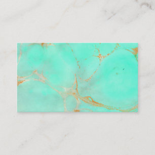 Carte De Visite Monnaie et marbre d'or Abstrait Aqua Turquoise