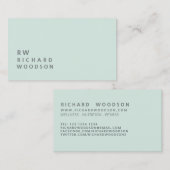 Carte De Visite Monnaie pâle Nom à la menthe Initiales| Simple (Devant / Derrière)