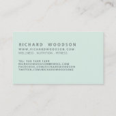 Carte De Visite Monnaie pâle Nom à la menthe Initiales| Simple (Dos)