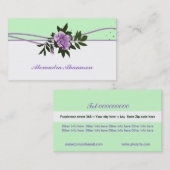 Carte De Visite Monnaie rose violet sauvage vert, blanc fleuri (Devant / Derrière)