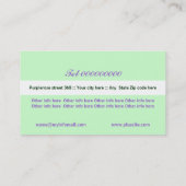 Carte De Visite Monnaie rose violet sauvage vert, blanc fleuri (Dos)