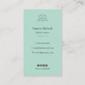 Carte De Visite Monnaie Vert Blanc Français Boulangerie Logo Grand (Dos)