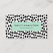 Carte De Visite Monnaie verte à points noirs modernes (Devant)