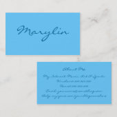 Carte De Visite Monochromatique dans le bleu de sucrerie de coton (Devant / Derrière)