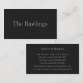 Carte De Visite Monochromatique en réglisse (Devant / Derrière)