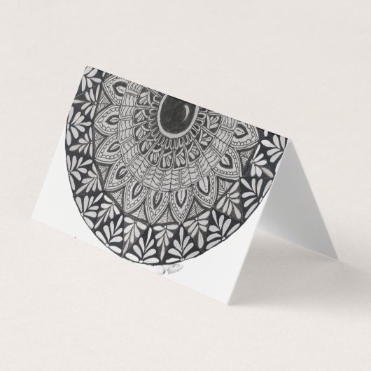 carte de visite monochrome avec art mandala (Devant)