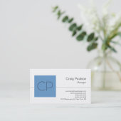 Carte de visite monochrome bleu tendance (Debout devant)