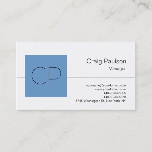 Carte de visite monochrome bleu tendance (Devant)