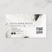 Carte De Visite Monochrome Masculine Brush Strots code QR (Dos)